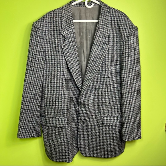 Harris Tweed hand woven wool houndstooth jacket size 60 (44US) great condition - Picture 1 of 8